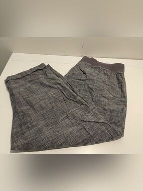 Allen Allen Brand Women's Gray Linen Style Gray Pants Size 2X Drawstring